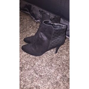 Suede black booties